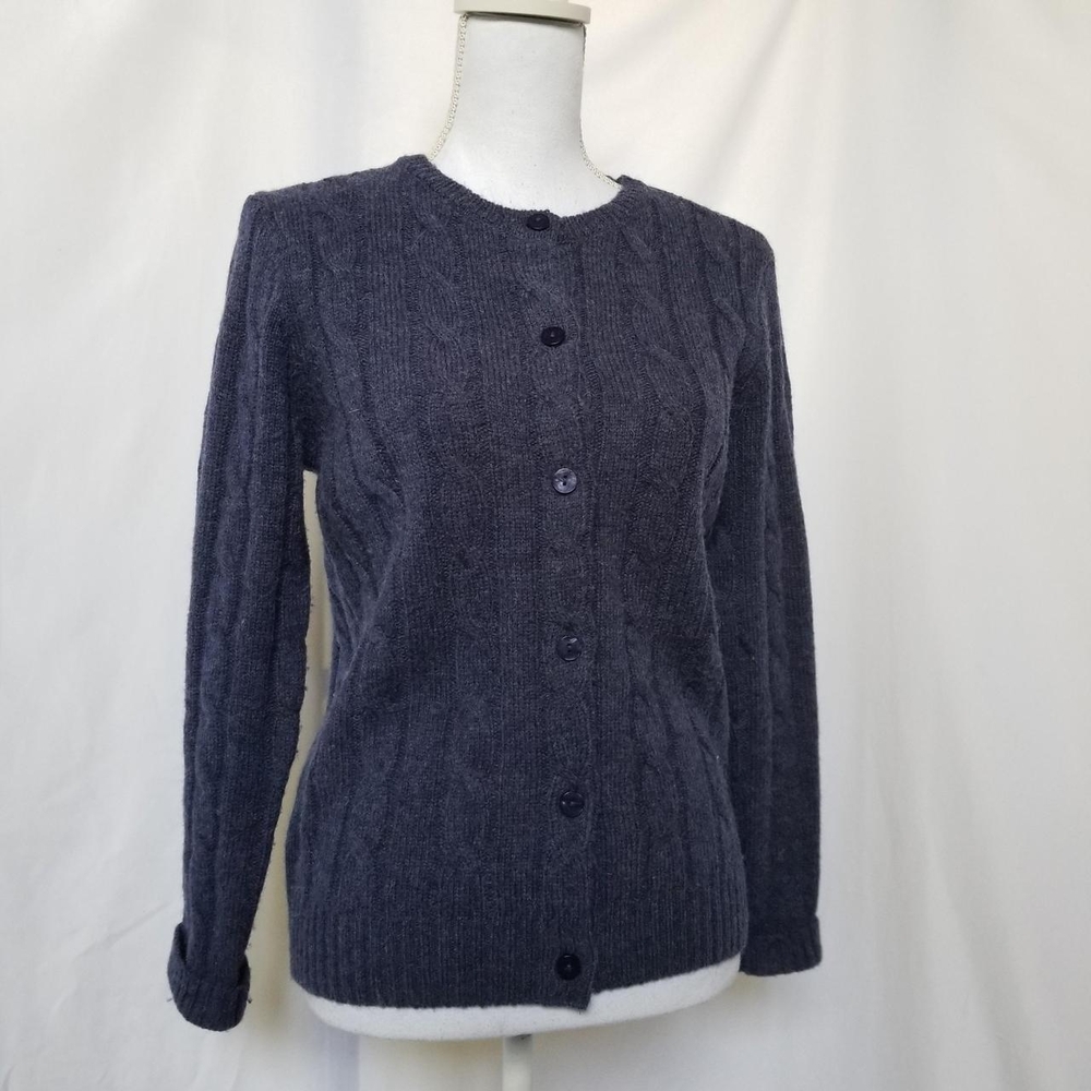 Appleseed Classic Cabled 100% Wool Cardigan Sweater Sz Small